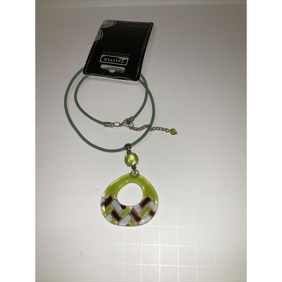 Calypso Green (Pistachio) Glass Pendant Hand Made in Chile NEW - Picture 3 of 7
